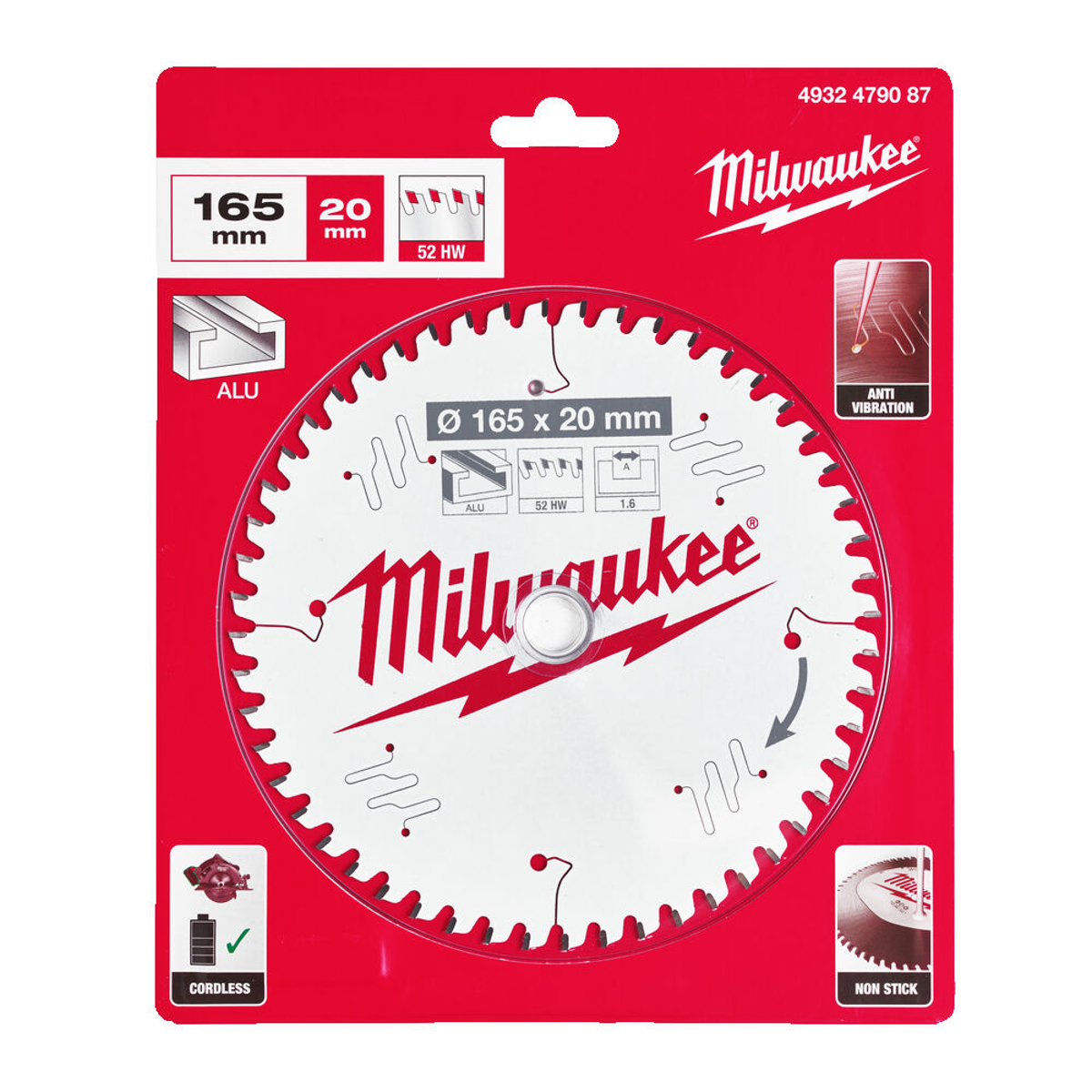 Milwaukee CSB P W 165 X 20 X 1.6 X 52ATB Circular Saw Blade